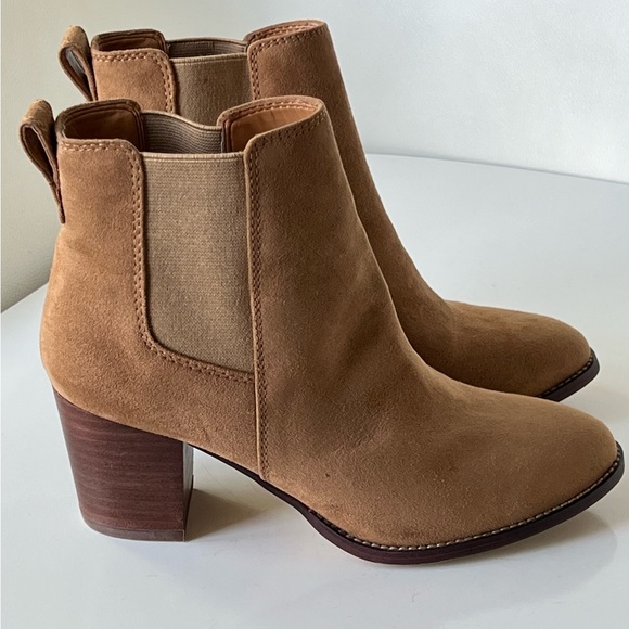 J.Crew Rory Tan Microsuede Heeled Ankle Boots Booties Size 6 - Picture 5 of 15